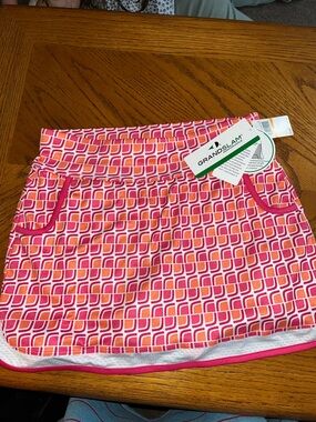 Grand Slam Pink & Coral Geometric Golf Skort